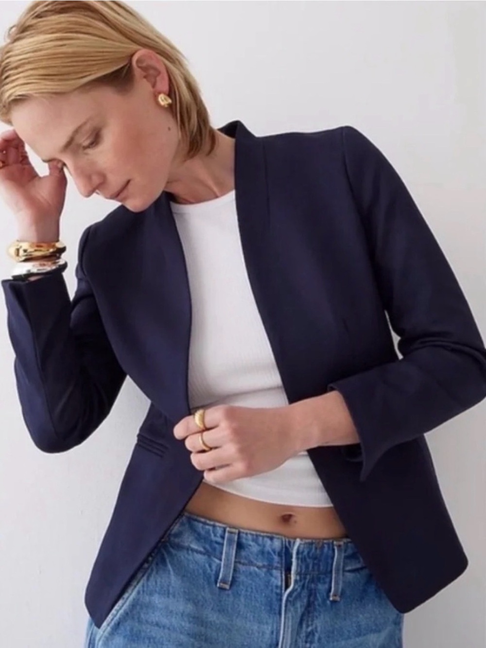 J. Crew Petite Going out blazer stretch twill H2778 Navy Size 6